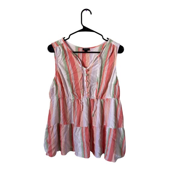 Torrid Rayon Slub Button-Front Tiered Babydoll Tank Multi-Color Size 1 Plus Size - Picture 2 of 6